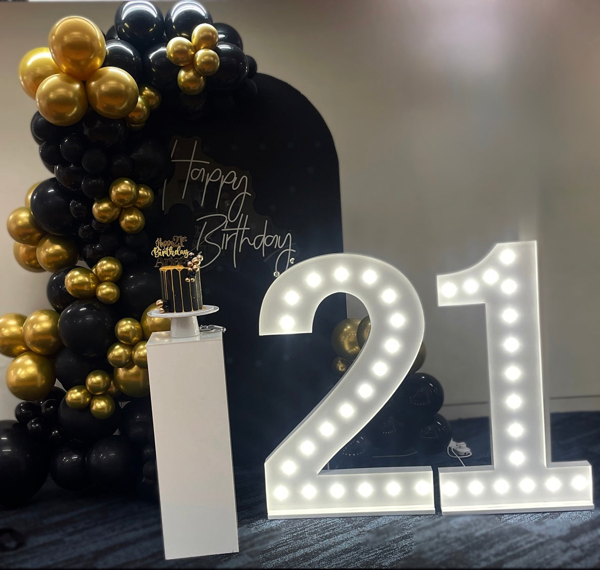 Single Backdrop with Two Marquee Light Numbers